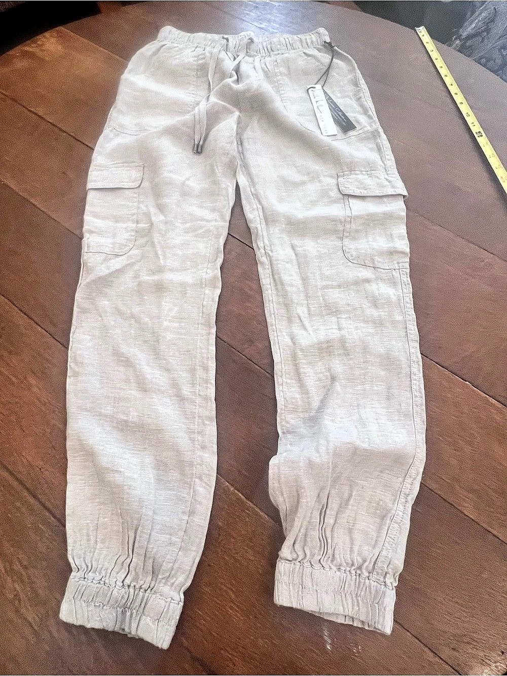 Nicole Miller New York Linen Cargo Jogger Pants Size Small NWT